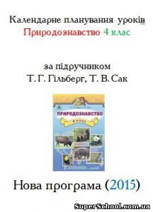 Календарне планування уроків Природознавства для 4 класу. Гільберг